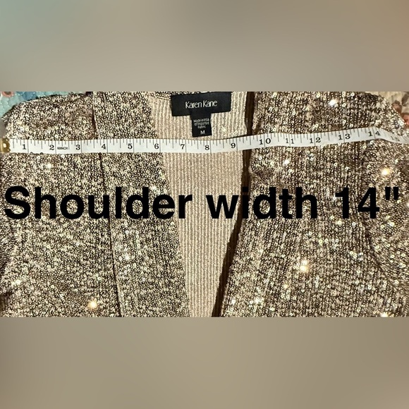 KAREN KANE HOLIDAY Metallic Gold Sequin Duster, M - Picture 10 of 11